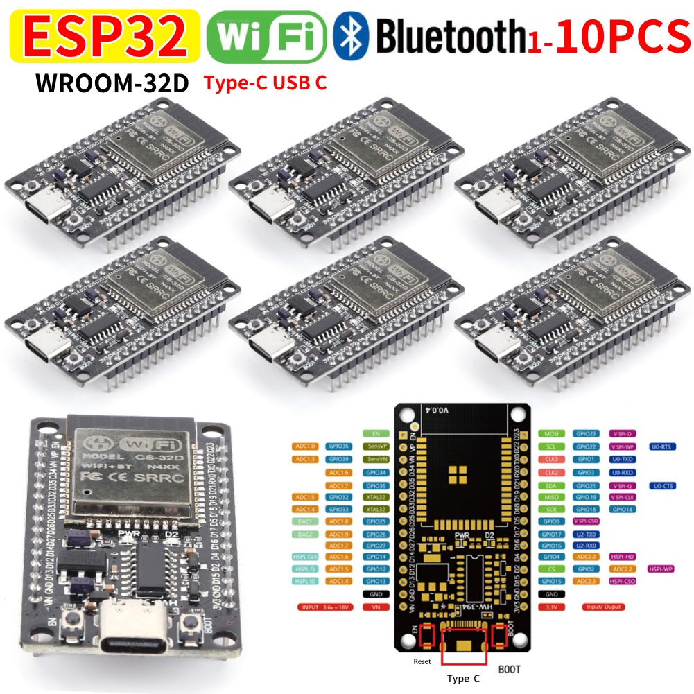 Smart Home Web - บอร์ดพัฒนาโมดูล WiFi + บลูทูธ ESP32 WROOM-32D