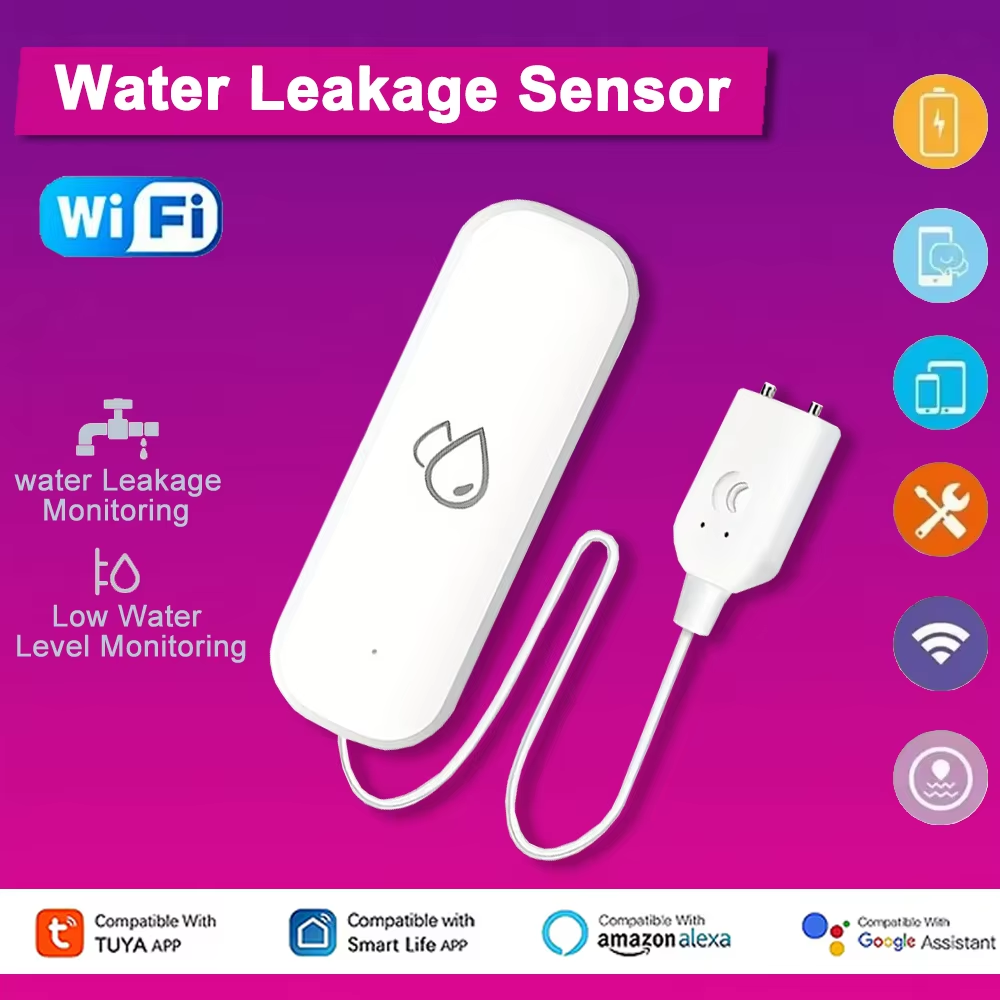 Smart Home Proxmox - เซ็นเซอร์ตรวจจับน้ำรั่ว Tuya WiFi อุปกรณ์เตือนภัยน้ำรั่วในบ้านอัจฉริยะ ผลิตภัณฑ์ Smart