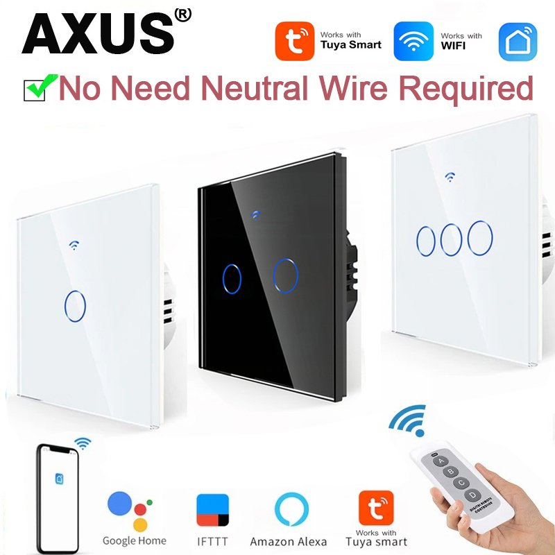 Smart Home Web - AXUS EU WiFi สวิตช์ไฟอัจฉริยะไม่มีสายไฟแบบเป็นกลาง สวิตช์สัมผัส RF433