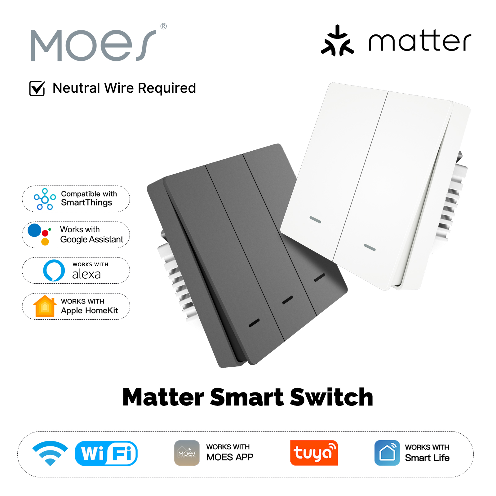 Smart Home Appliances - MOES Matter Tuya WiFi สมาร์ทปุ่มสวิทช์ EU